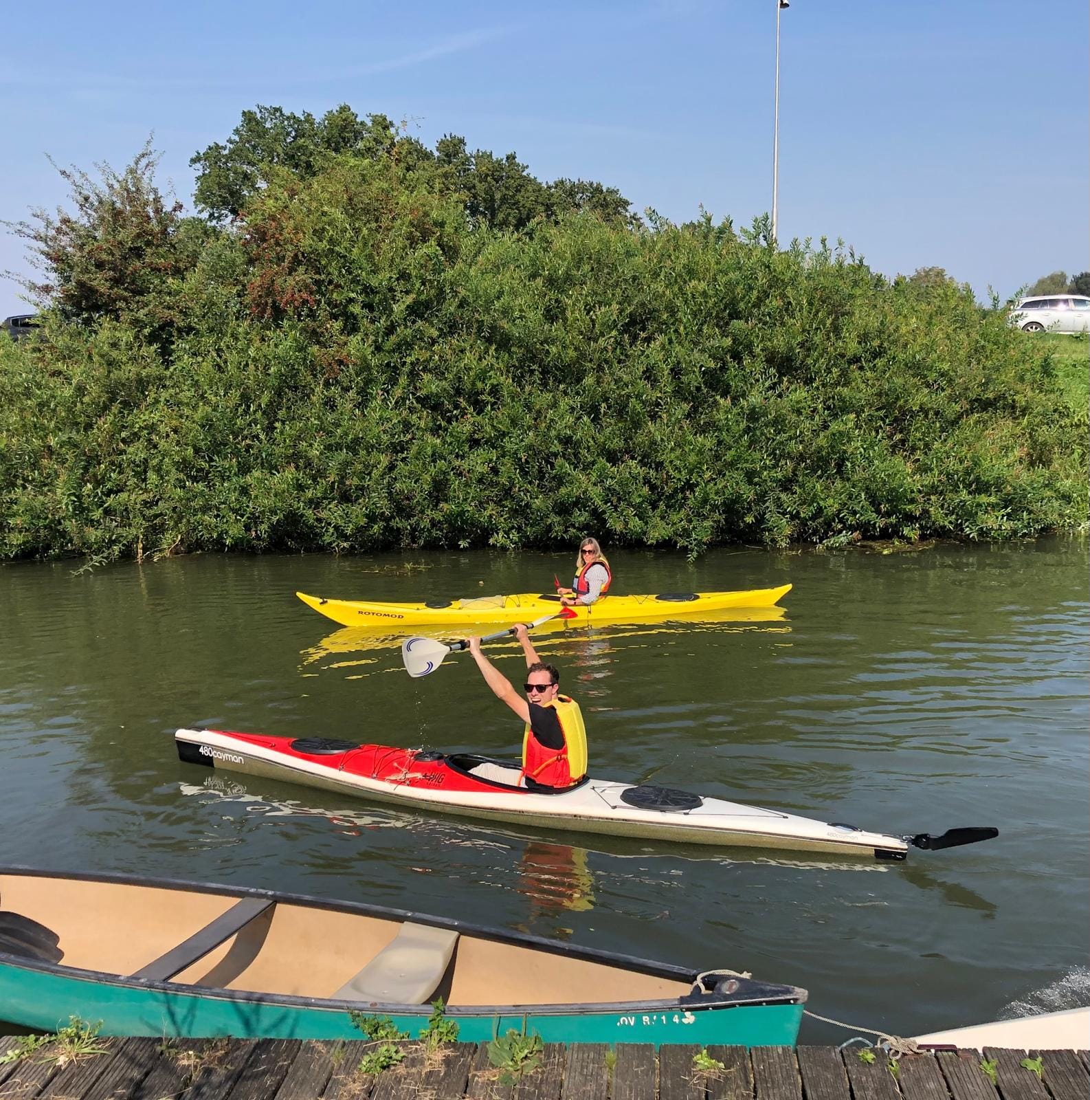 Onno in een kano op de Kromme Rijn